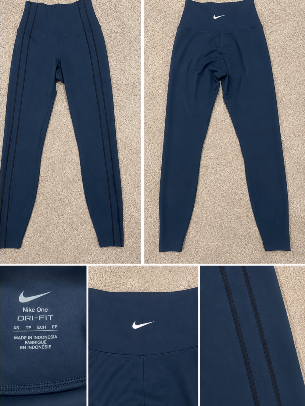 Nike One Dri-FIT High-Waisted Leggings Navy Blue XS